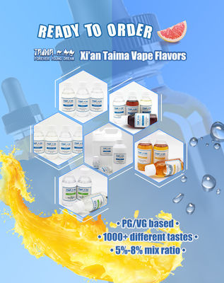 125 ml/500 ml/1L/2L/5L Flaschenvolumen E-Flüssigkeit mit 5% bis 12% Gemischungsverhältnis und CAS 58543-16-1 für Vape-Saftkonzentrat